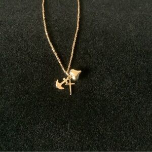 Elegant Gold Anchor and Cross Necklace